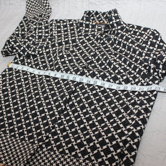Dennis Basso Womens Animal Print Houndstooth Long Snap Front Jacket Size 14 - Picture 8 of 9